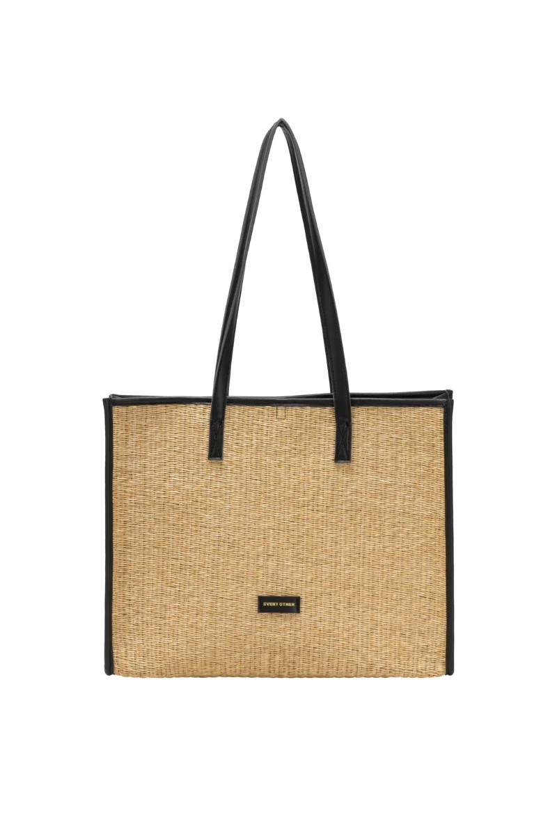 Every Other Straw Box tote Bag Black