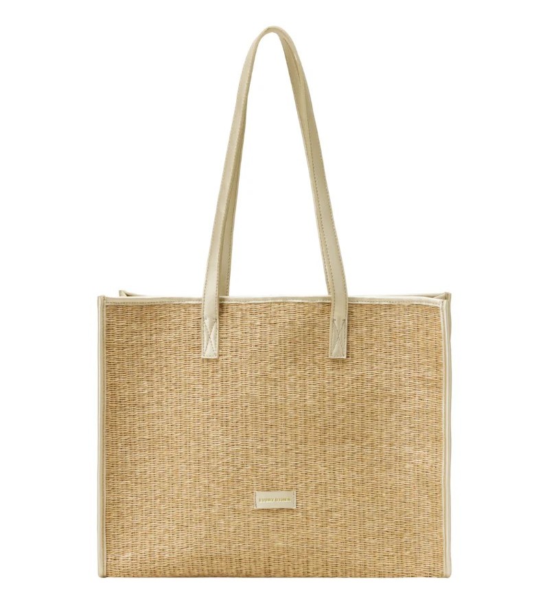 Every Other Straw Box tote Bag Soft Gold