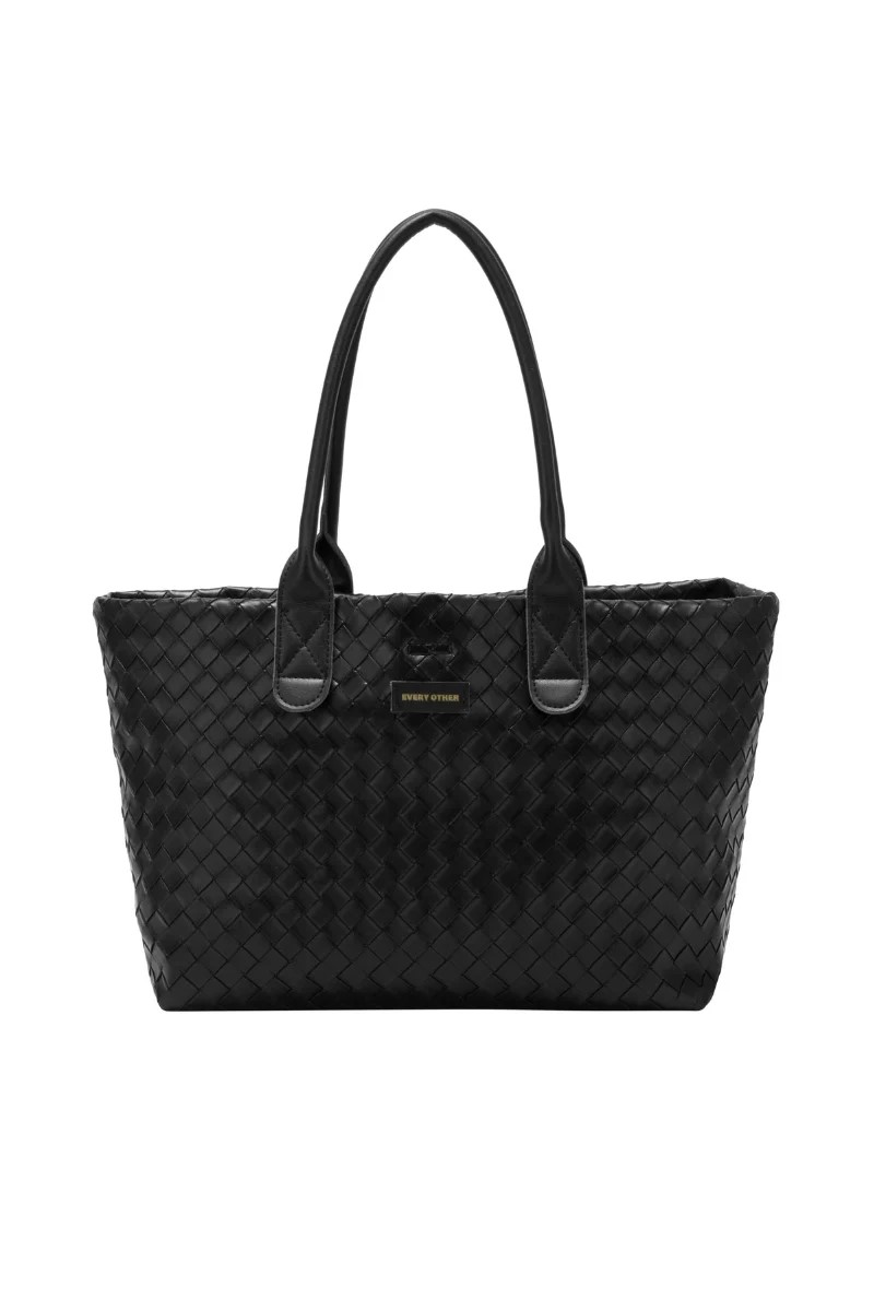 Every Other Woven Tote Bag Black