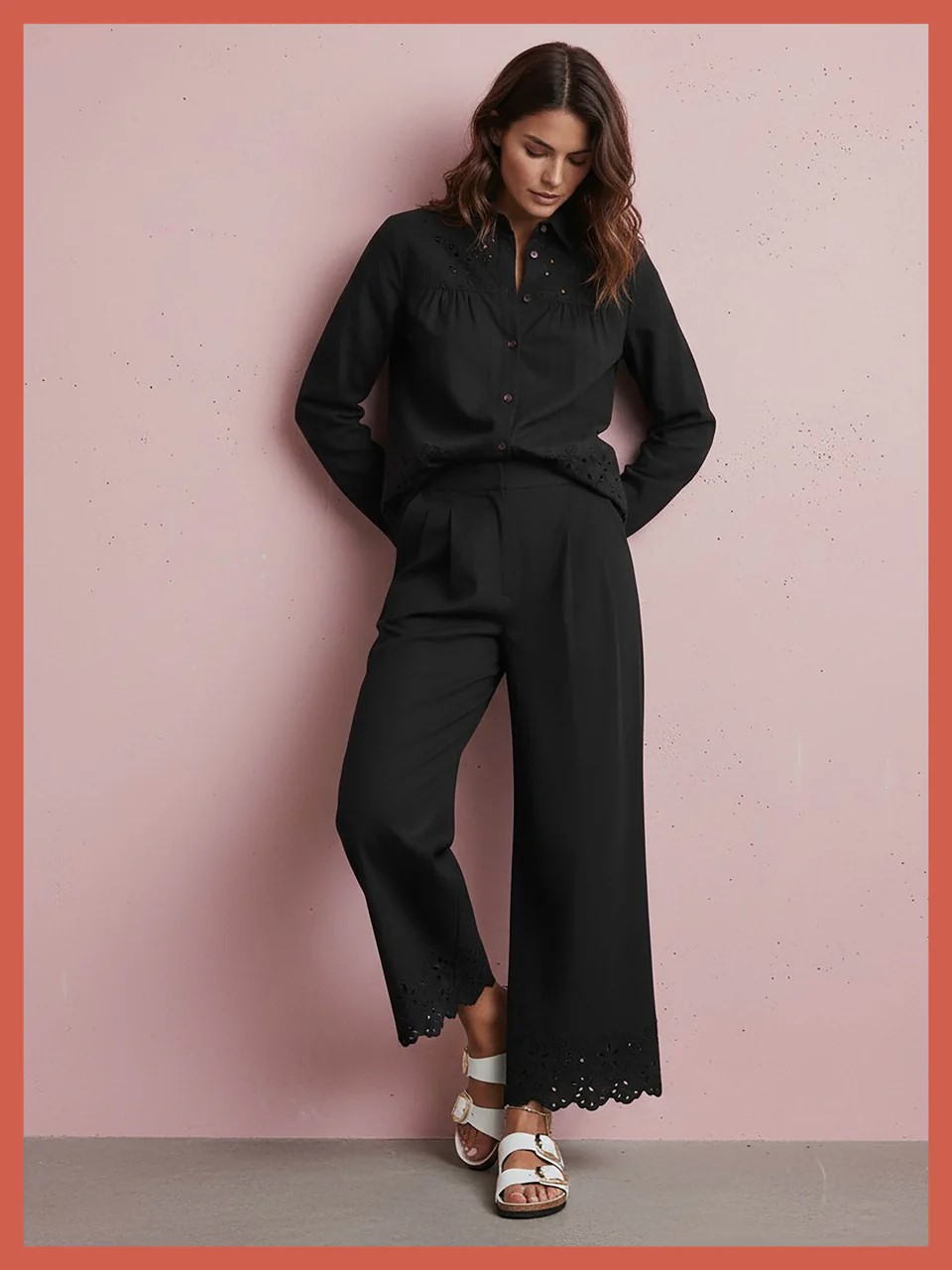 Nooki Design Sirena Embroidered Cutwork Trouser - Black