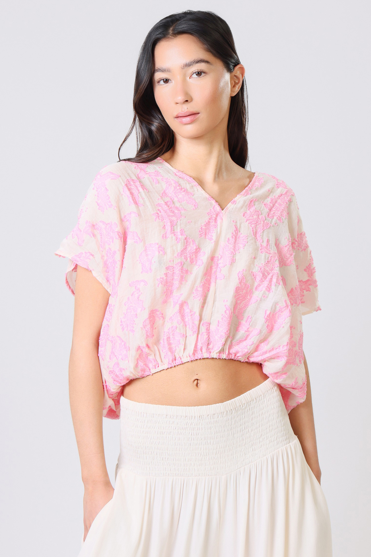 Traffic People Wisdom & Pearls Whispers Top Cream Pink