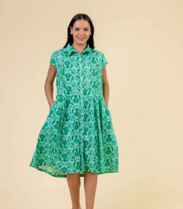 Handprint Dream Apparel Arlington Dress/ Crescent Green