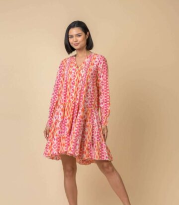 Handprint Dream Apparel Lovejoy Dress- Masai Coral Pink