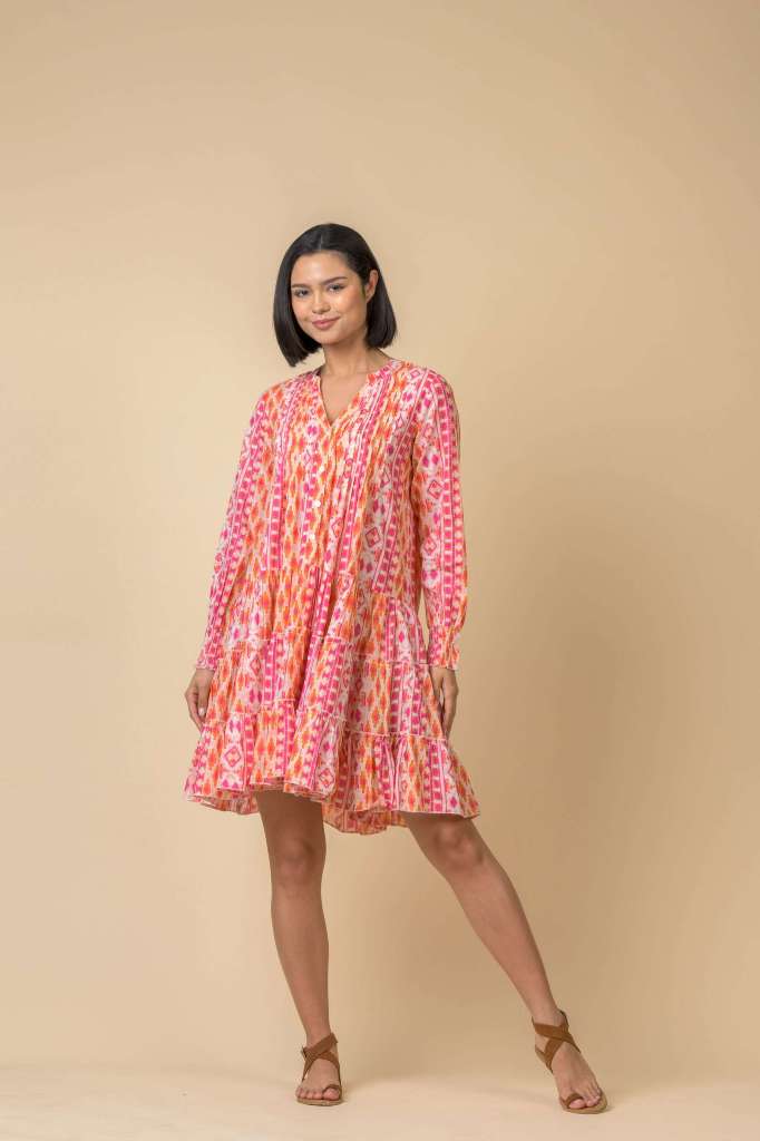 Handprint Dream Apparel Lovejoy Dress- Masai Coral Pink