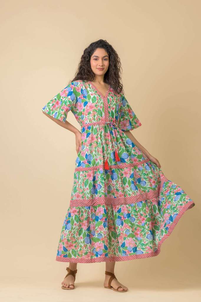 Handprint Dream Apparel Chocolate Dress - Citrine Pink Blue