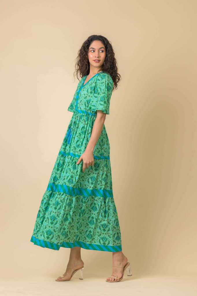 Handprint Dream Apparel Chocolate Dress - Crescent Green