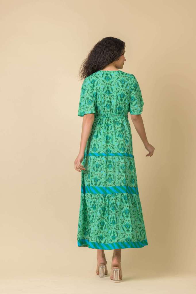 Handprint Dream Apparel Chocolate Dress - Crescent Green