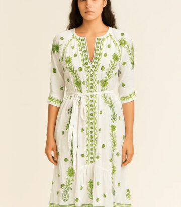 Handprint Dream Apparel Grace Dress - White/Green