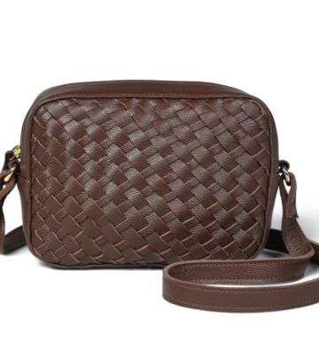 CORA Hand Woven Crossbody Bag in Chocolate