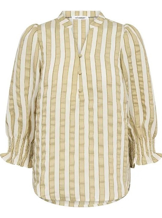 Cocouture SailaCC Stripe SS V-Blouse OLive