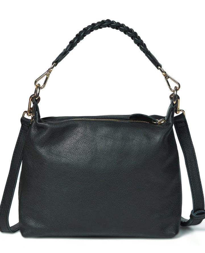 HALLIE Slouch Crossbody in Black Leather