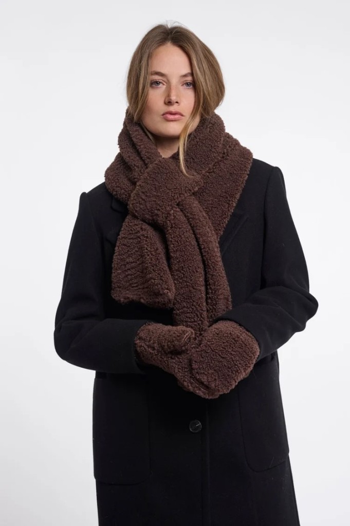 Rino & Pelle Aleida Teddy Gloves Coffee Roast