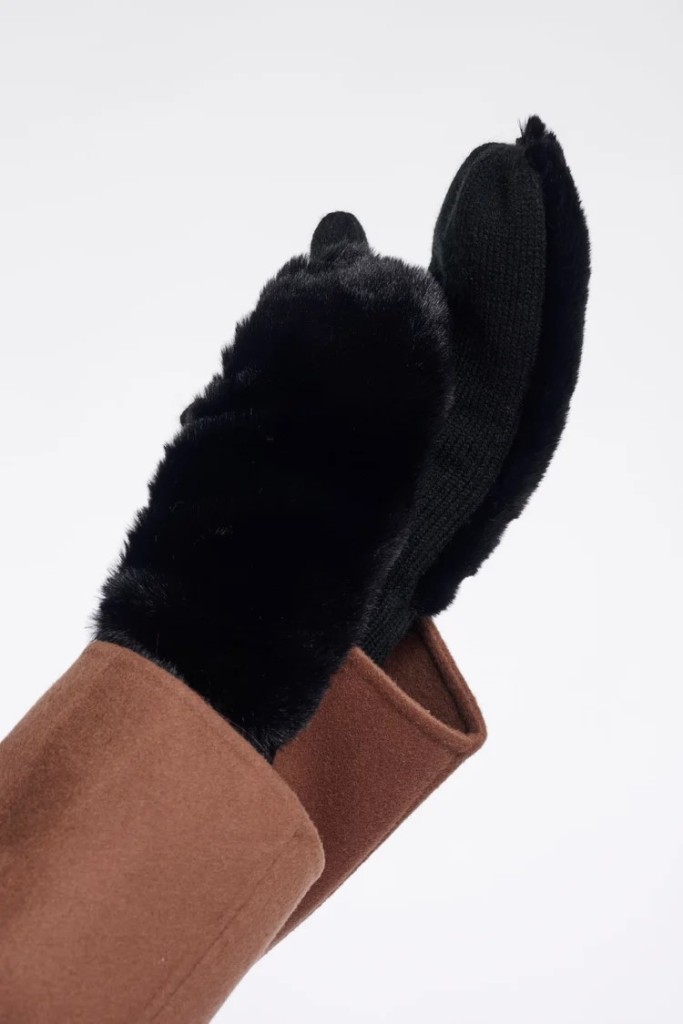 Rino & Pelle Oxo Faux Fur Gloves Black