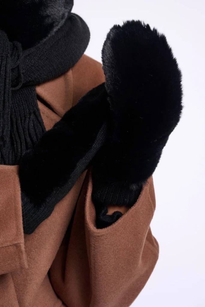Rino & Pelle Oxo Faux Fur Gloves Black