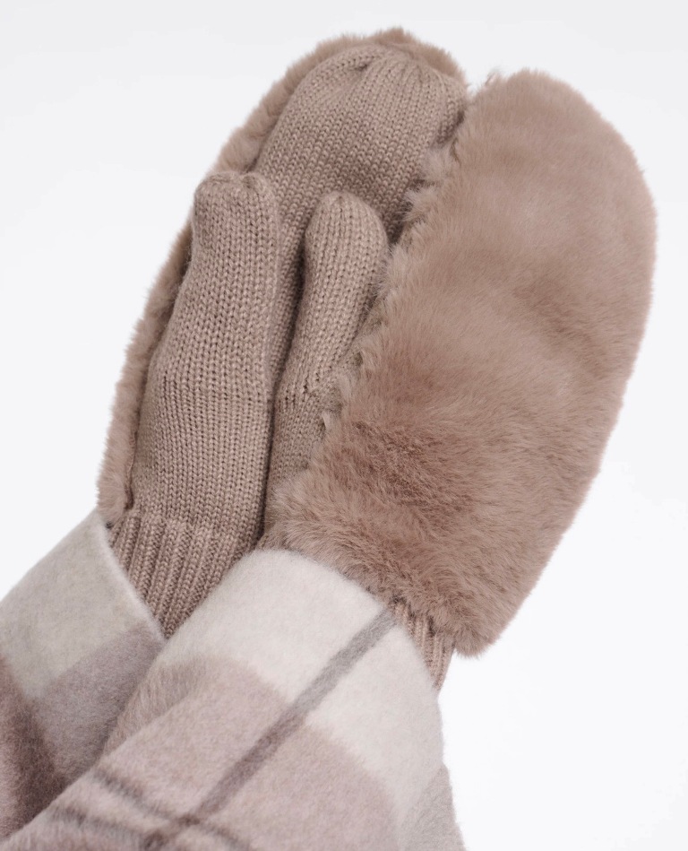 Rino & Pelle Oxo Faux Fur Gloves Latte