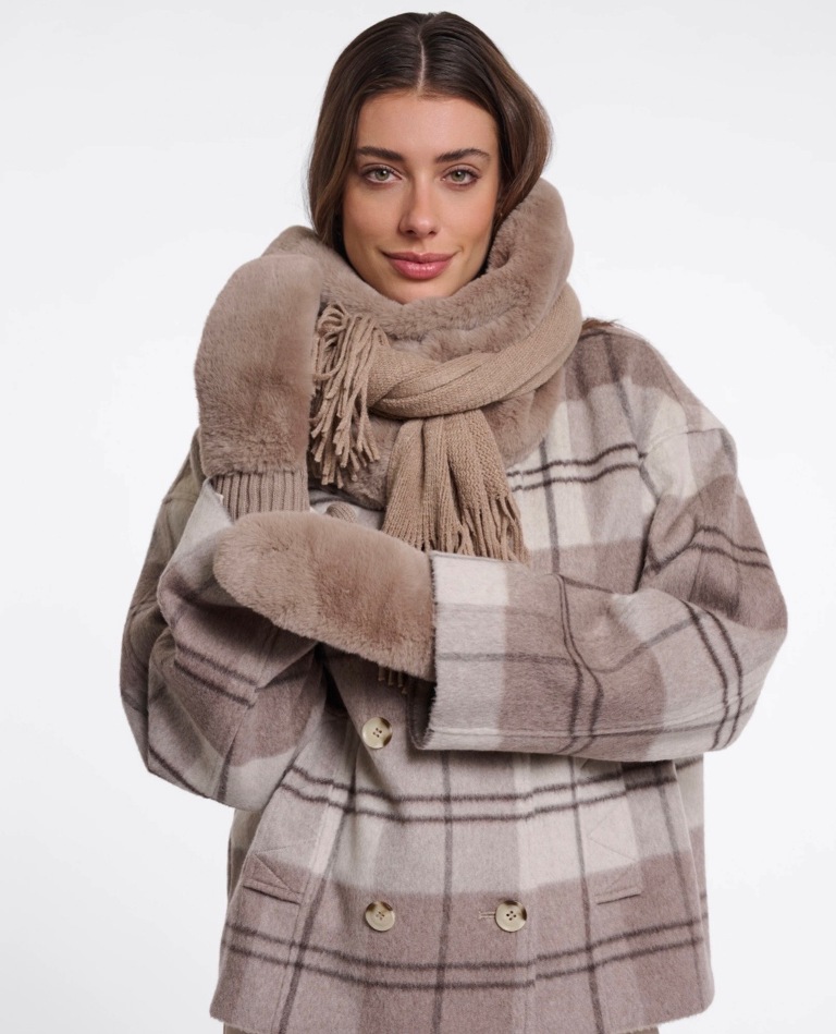 Rino & Pelle Oxo Faux Fur Gloves Latte