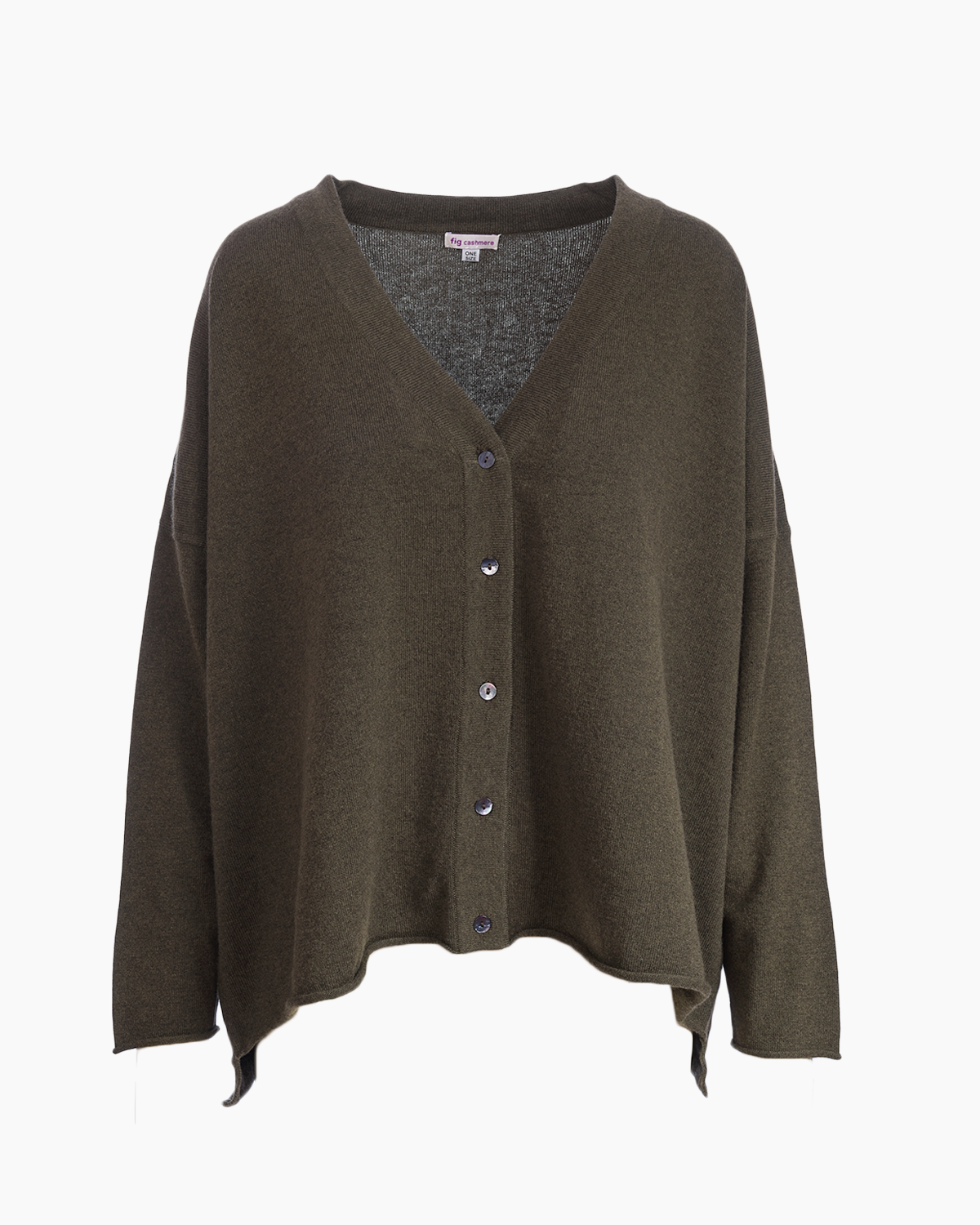 Boxy V Neck Cardigan - Fir green