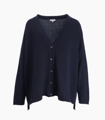 Boxy V Neck Cardigan - Navy
