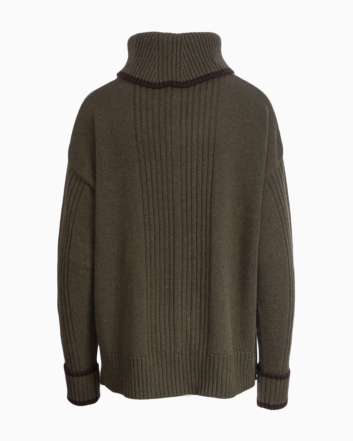 Cashmere Mix Roll Neck Jumper Fir Green/ Bitter Chocolate