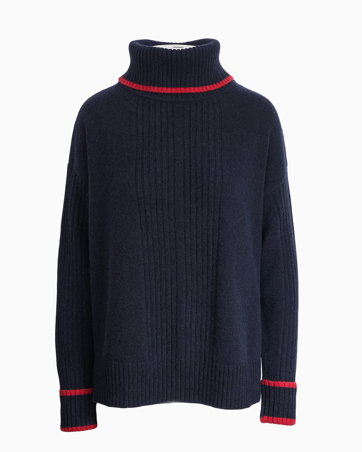 Cashmere Mix Roll Neck Jumper Navy / Rust