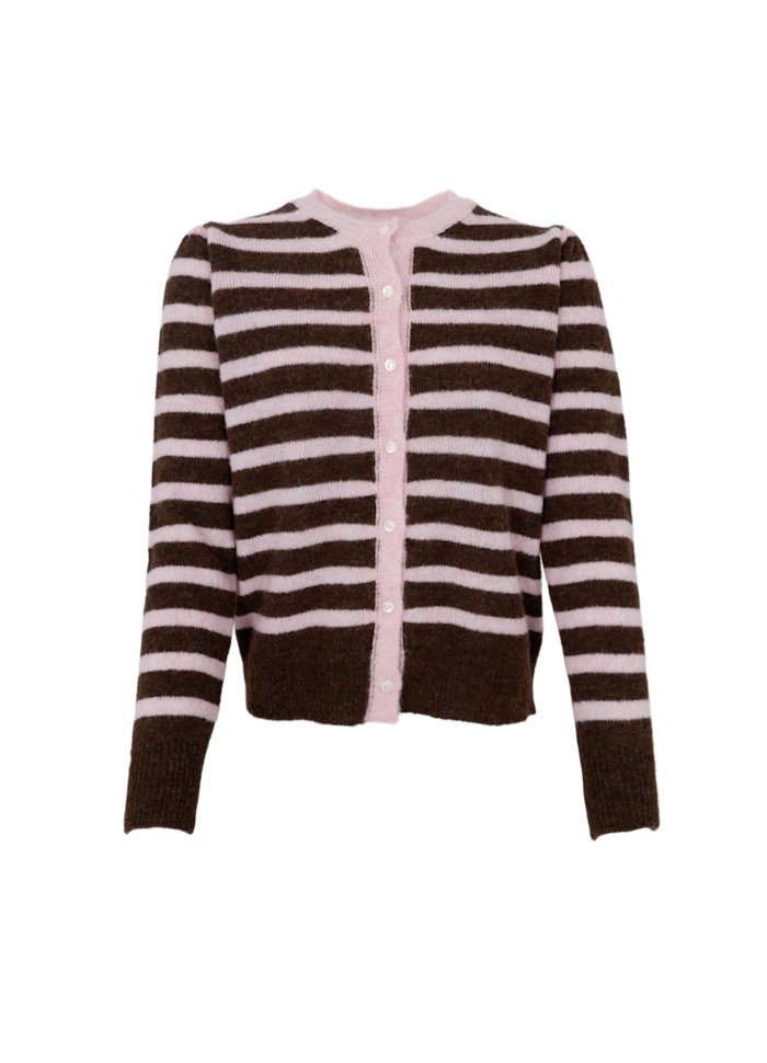 Black Colour DELL Puff Cardigan Brown