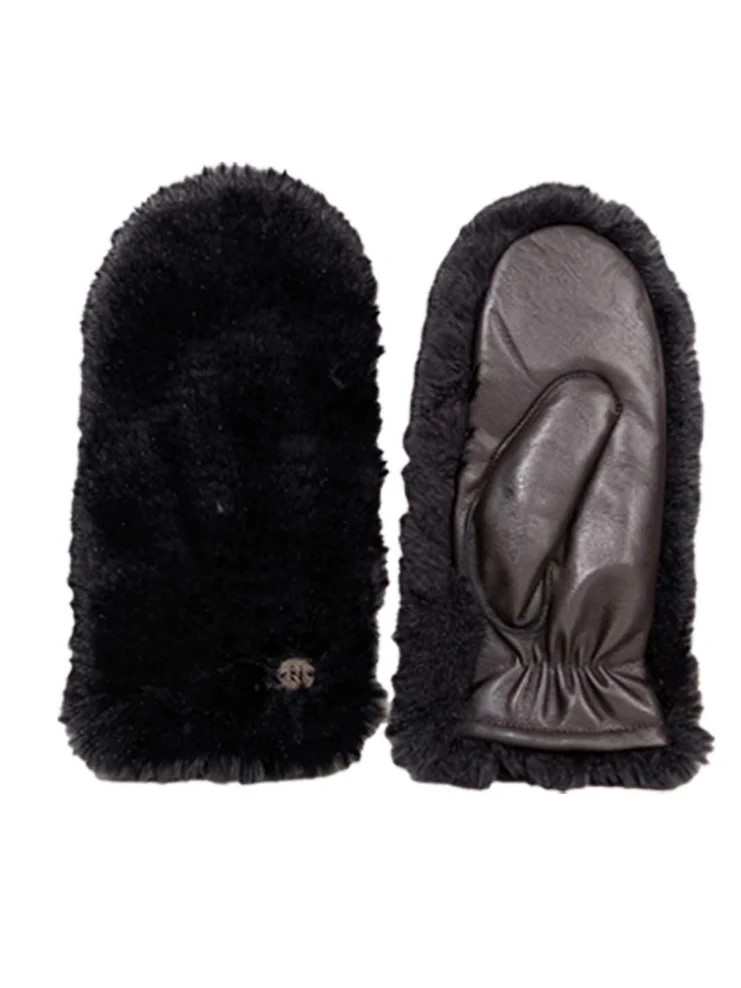 Betsy Leather Mittens - Black