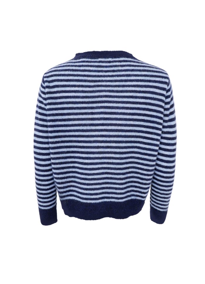 Black Colour DELL Striped Knit Cardigan Navy
