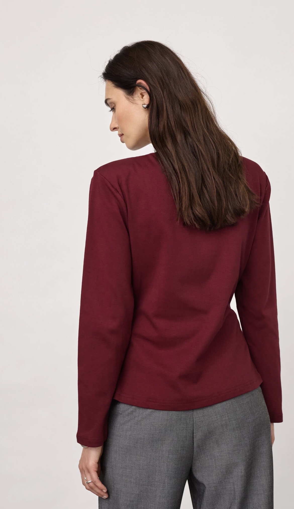 Co Couture OrianeCC LS Pleat Tie Tee - Wine Red