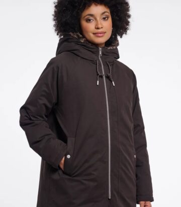 Rino & Pelle Lindy Medium length parka with hood and Brown Leopard