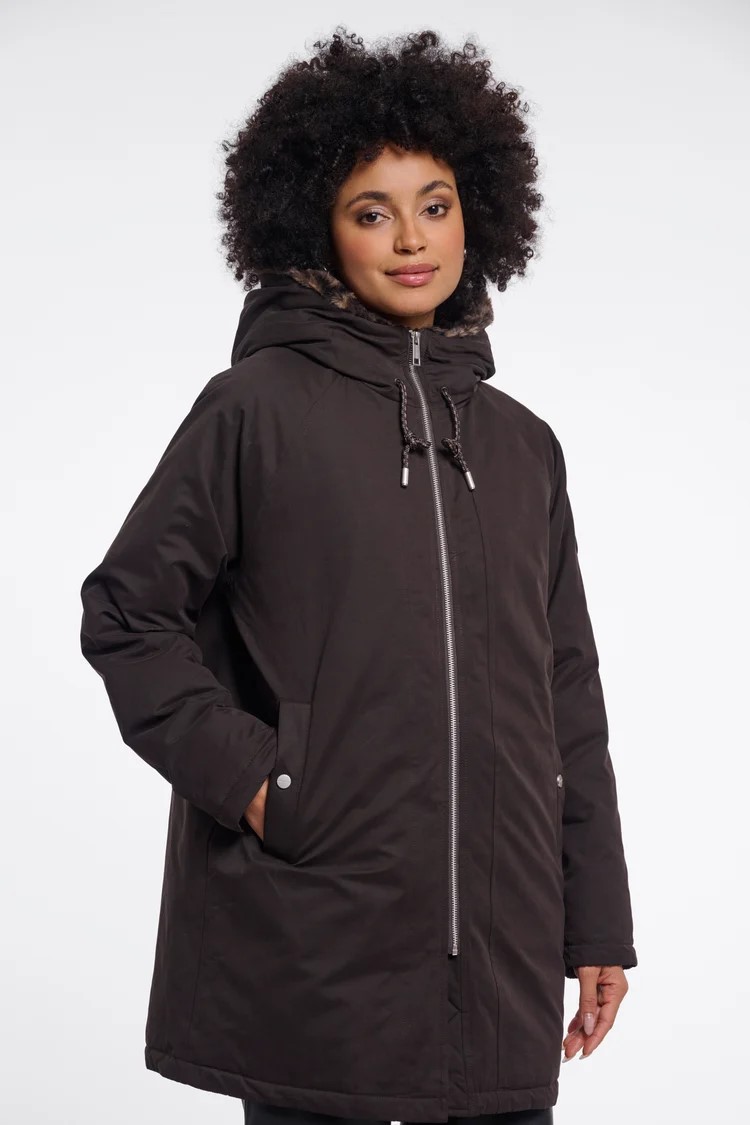 Rino & Pelle Lindy Medium length parka with hood and Brown Leopard