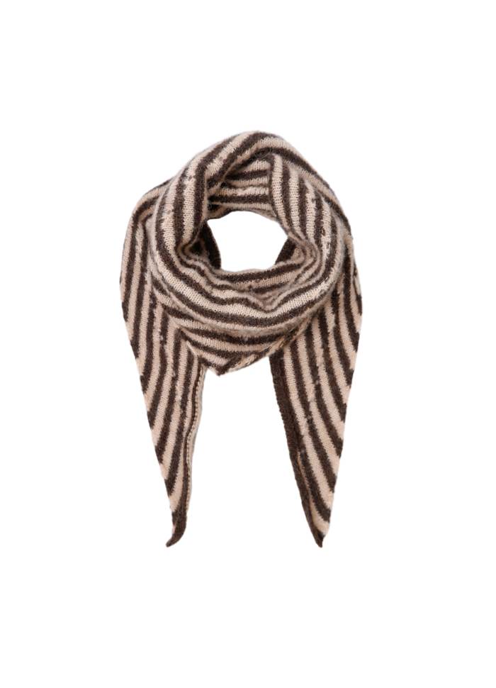 Mini Stripe Triangle Scarf Coffee Stripe