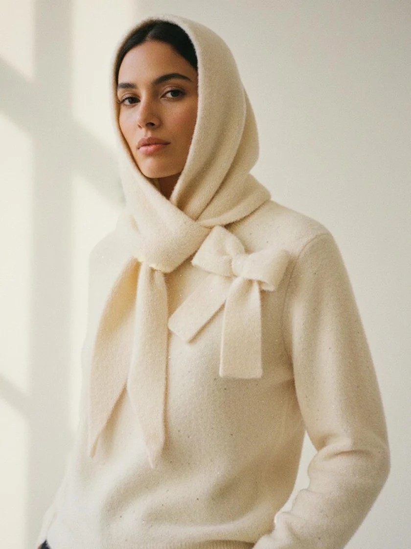 Nooki Design Baldwin Hooded Scarf - Cream