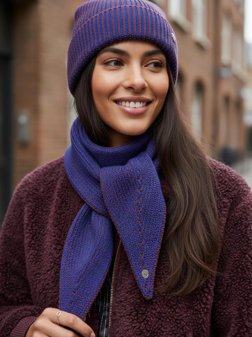 Nooki Design Madria Rib Knit Scarf - Blue Mix