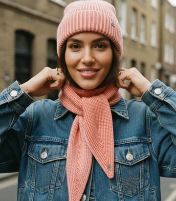 Nooki Design Madria Rib Knit Scarf - Coral Mix