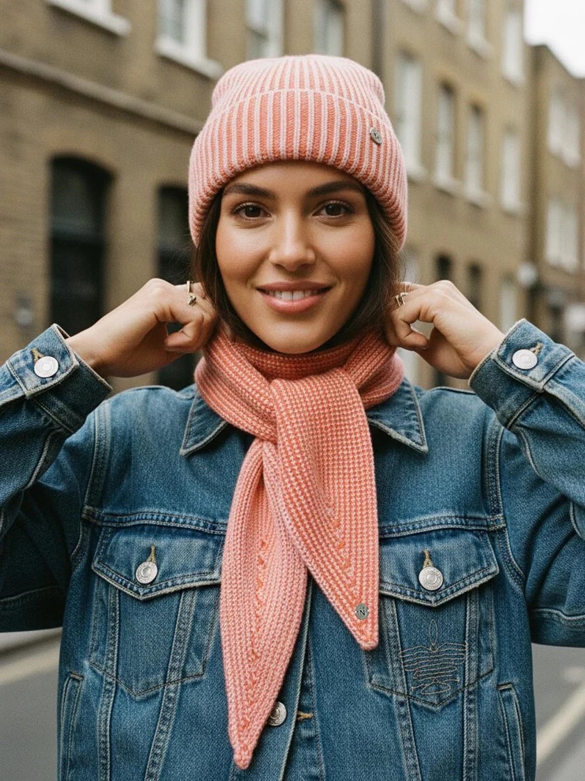 Nooki Design Madria Rib Knit Scarf - Coral Mix